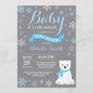 Invitation Bébé son bleu extérieur froid de baby shower de