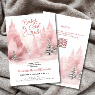Invitation Bébé son froid à l'extérieur Baby shower rose hive