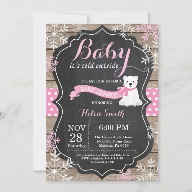Invitation Bébé son froid à l'extérieur de l'ours polaire Bab (Devant)