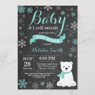 Invitation Bébé son froid à l'extérieur du Baby shower Aqua d