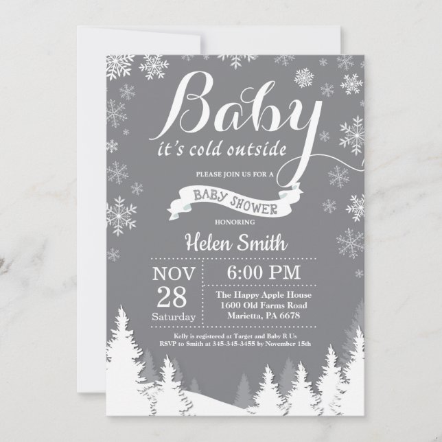 Invitation Bébé son froid à l'extérieur du Baby shower de for (Devant)