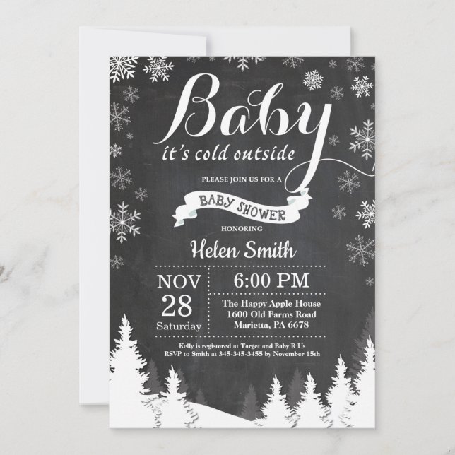 Invitation Bébé son froid à l'extérieur du Baby shower de for (Devant)