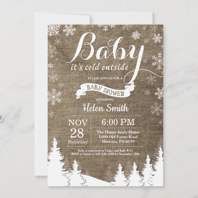 Invitation Bébé son froid à l'extérieur du Baby shower de for (Devant)