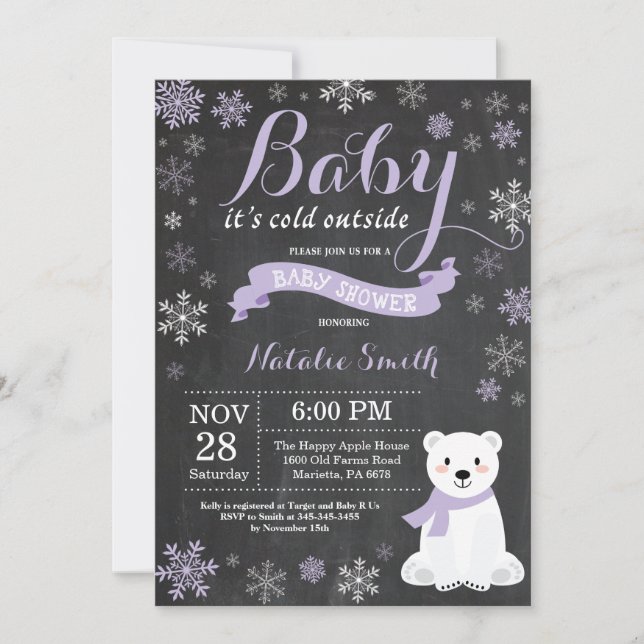 Invitation Bébé son froid à l'extérieur du Baby shower de la  (Devant)