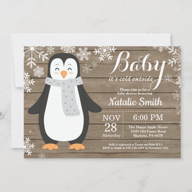 Invitation Bébé son froid à l'extérieur du Baby shower de pin (Devant)
