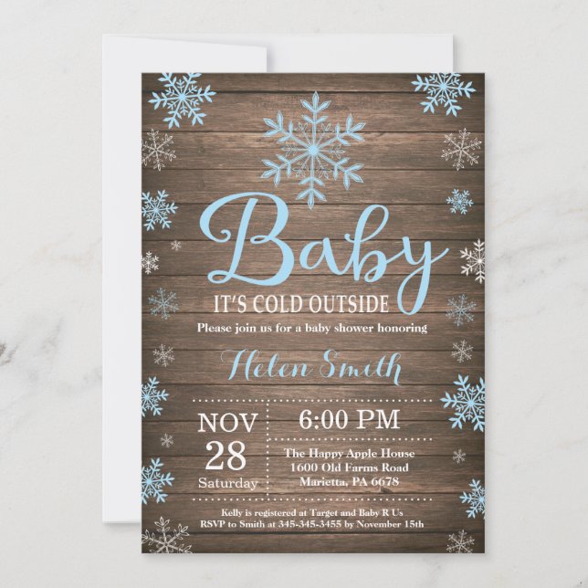 Invitation Bébé son froid à l'extérieur du Baby shower d'hive (Devant)