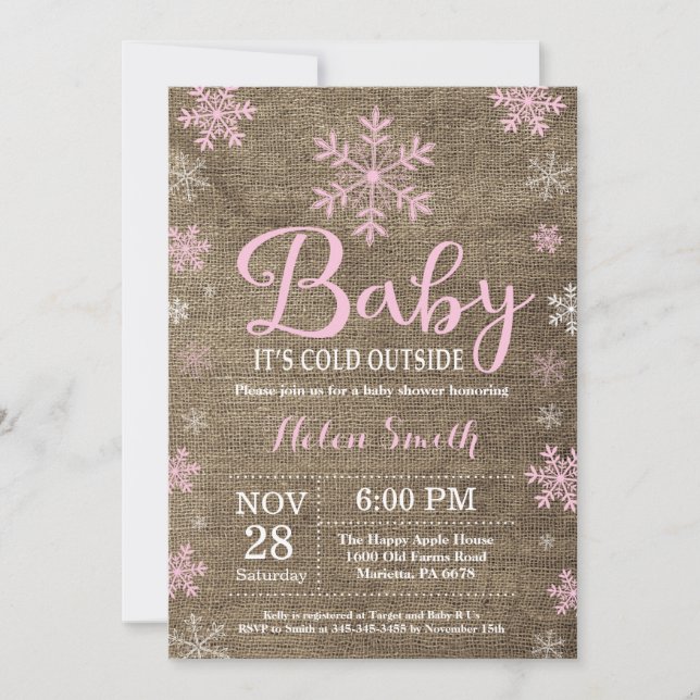 Invitation Bébé son froid à l'extérieur du Baby shower d'hive (Devant)