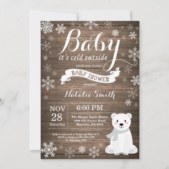 Invitation Bébé son froid à l'extérieur du Baby shower d'hive (Devant)