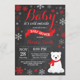 Invitation Bébé son froid à l'extérieur du Baby shower rouge