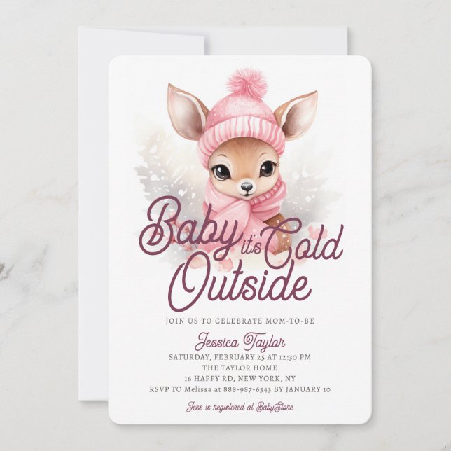 Invitation Bébé son froid à l'extérieur du cerf Baby shower d (Devant)