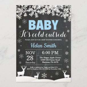 Invitation Bébé son froid Deer Winter Boy Baby shower