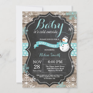 Invitation Bébé son froid dehors Baby shower aquatique Snowma