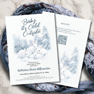 Invitation Bébé son froid dehors Baby shower de lapins d'hive