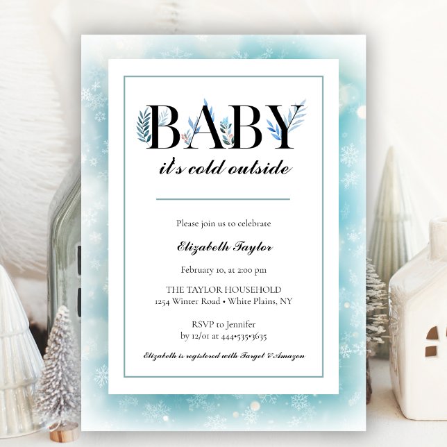 Invitation Bébé son froid dehors Baby shower d'hiver bleu (Créateur téléchargé)