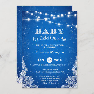 Invitation Bébé son froid dehors Baby shower d'hiver bleu nei