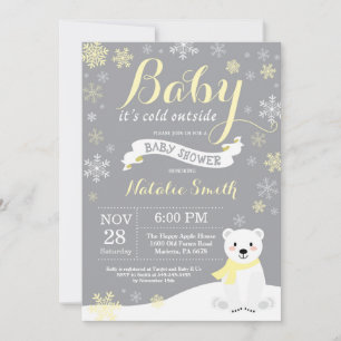 Invitation Bébé son froid dehors Baby shower d'hiver Jaune