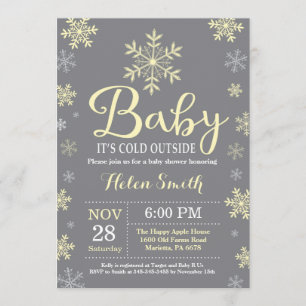 Invitation Bébé son froid dehors Baby shower d'hiver Jaune