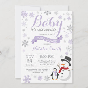 Invitation Bébé son froid dehors Baby shower d'hiver violet