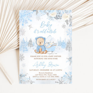 Invitation Bébé son froid dehors Baby shower d'ours bleu