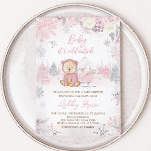 Invitation Bébé son froid dehors Baby shower d'ours fille