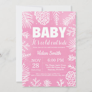 Invitation Bébé son froid dehors Baby shower fille hiver