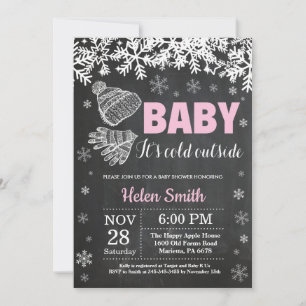Invitation Bébé son froid dehors Baby shower fille hiver