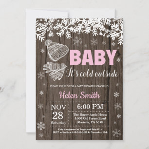 Invitation Bébé son froid dehors Baby shower fille hiver