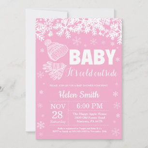Invitation Bébé son froid dehors Baby shower fille hiver