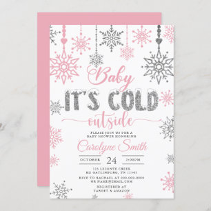 Invitation Bébé son froid dehors Baby shower fille rose