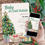 Invitation Bébé son froid dehors Baby shower Vintage<br><div class="desc">Baby shower de noël vintage invitation avec "Baby it's Cold Outside". Cette aquarelle est dotée d'un arbre de Noël éclairé, d'un berceau et de cadeaux avec typographie rétro dans une palette de couleurs neutre pour le genre. Whimsical, décalé et parfait pour la saison des fêtes festives. Parcourez ma collection Vintage...</div>