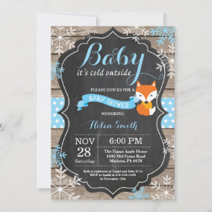 Invitation Bébé son froid dehors Blue Fox Baby shower garçon