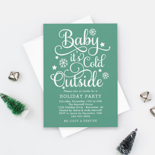 Invitation Bébé son froid dehors Green Holiday Party