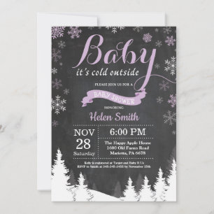 Invitation Bébé son froid dehors Hiver Baby shower pourpre