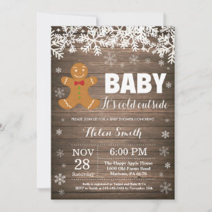 Invitation Bébé son froid dehors pain d'épices Baby shower ho