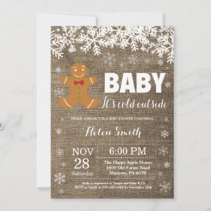 Invitation Bébé son froid dehors pain d'épices Baby shower ho