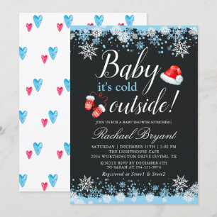 Invitation Bébé son froid en dehors des flocons de neige mign