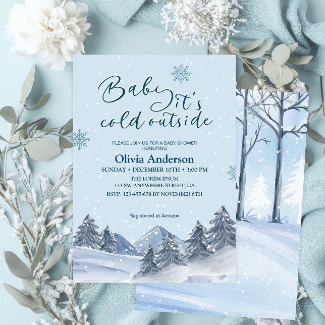 Invitation Bébé son froid en dehors du baby shower de flocon  (Créateur téléchargé)