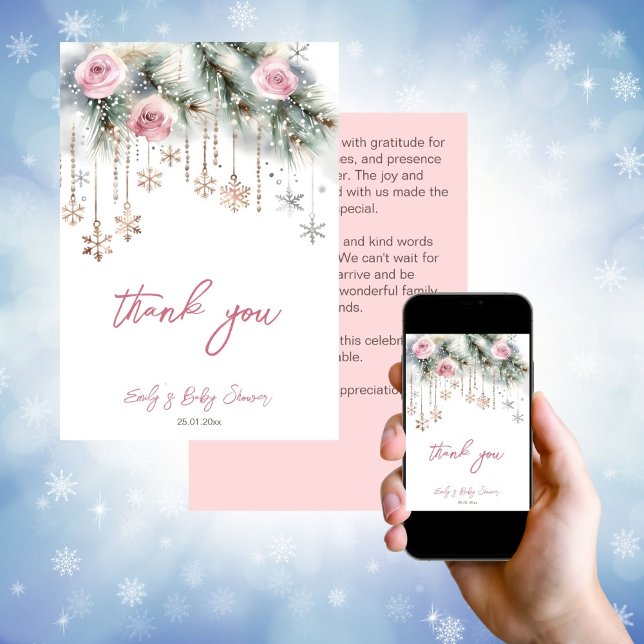 Invitation Bébé son froid en dehors du baby shower d'hiver me (Baby its cold outside winter baby shower thank you card editable template digital download snowflake)