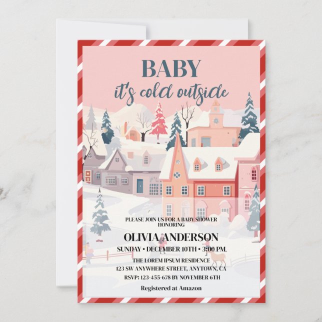 Invitation Bébé son froid en dehors du baby shower d'hiver ro (Devant)