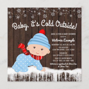 Invitation Bébé son froid extérieur garçons Baby shower d'hiv