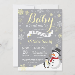 Invitation Bébé son froid hors Baby shower d'hiver Jaune