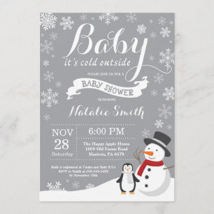 Invitation Bébé son gris extérieur froid de baby shower