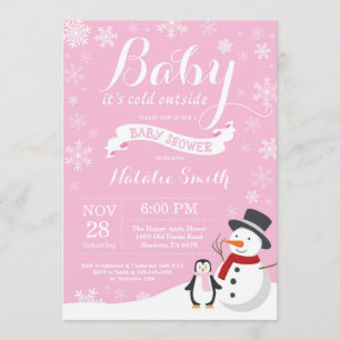 Invitation Bébé son rose extérieur froid de baby shower de