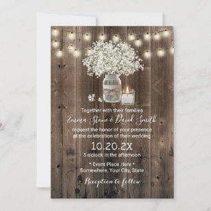 Invitation Bébé souffle Floral Jar Rustic Barn Mariage