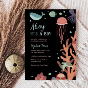 Invitation Bébé sous la mer: Baby Shower Ahoy C'est un garçon