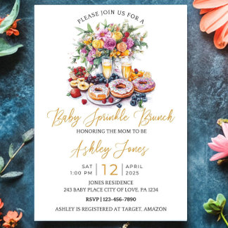 Invitation Bébé Sprinkle Brunch Baby shower personnalisé Invi