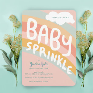 Invitation BÉBÉ SPRINKLE Cute Nuages Rainbow Rain Custom