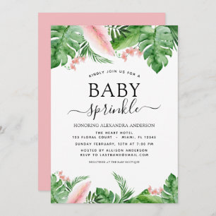 Invitation Bébé Sprinkle Douche Tropical Palm Floral