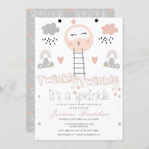 Invitation Bébé Sprinkle Pathway to the Moon rose Grey