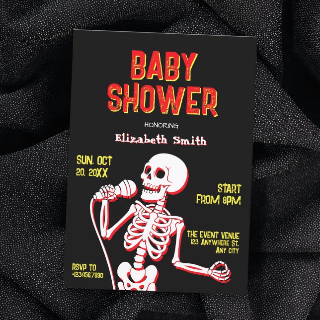 Invitation Bébé squelette crâne showering (Créateur téléchargé)